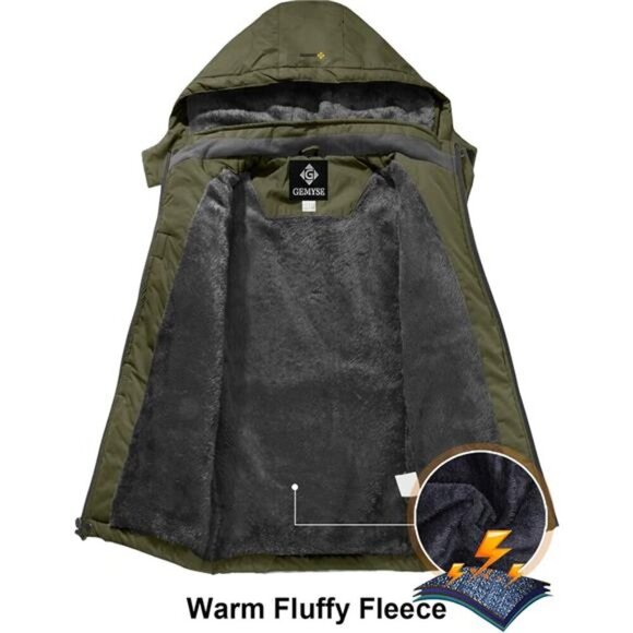 Boy's Waterproof Ski Snow Jacket Fleece Windproof Winter Jacket with Hood - Picture 6 of 7
